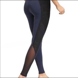Athleta Navy High Rise Mesh Tux Chaturanga Tight